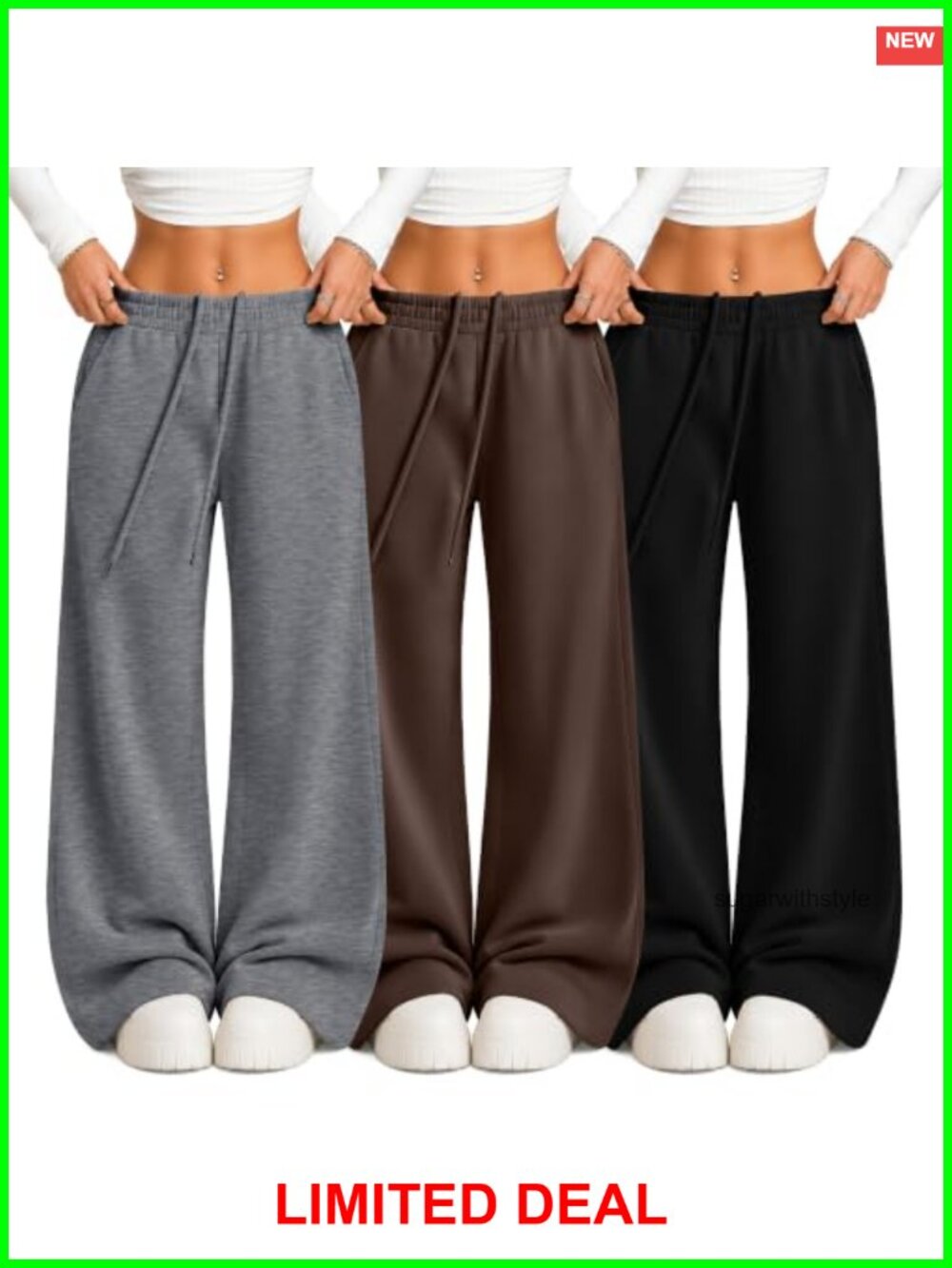 3 Pack Womens Wide Leg Sweatpants Baggy Lounge Pants
